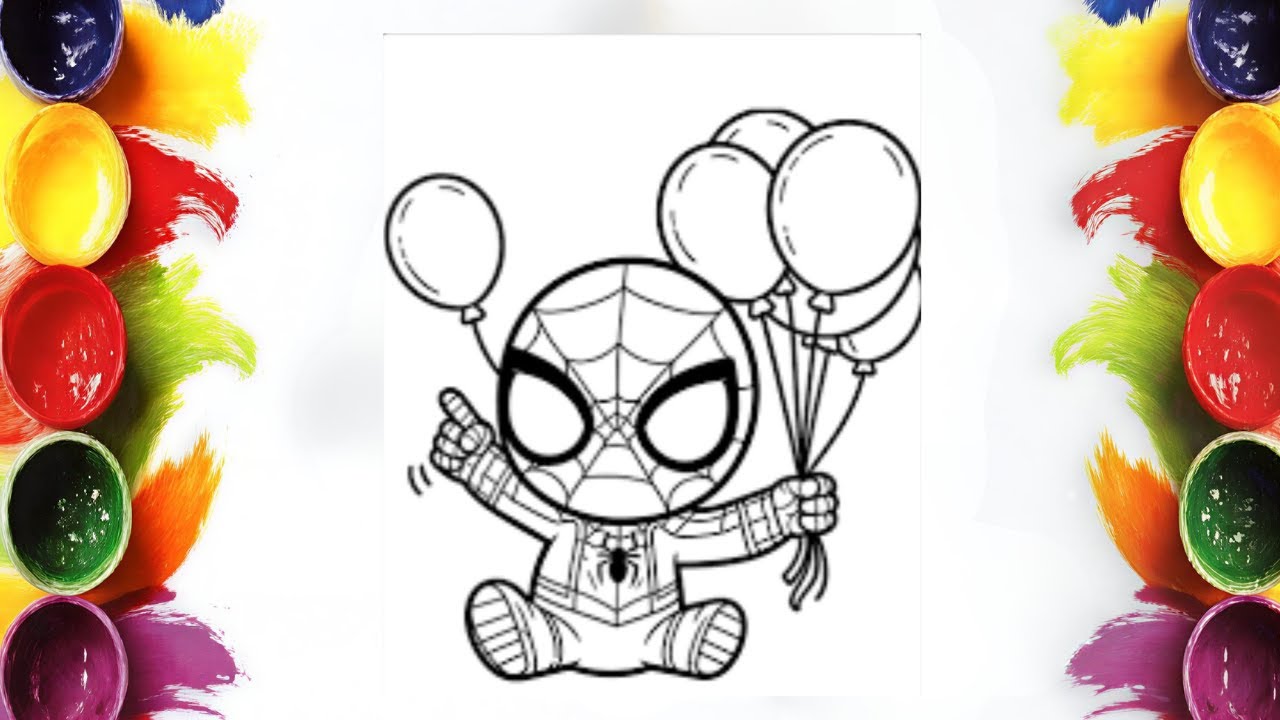 Relaxing Learning: How to Color Spiderman with Balloons | Mini Artist Coloring Tutorial