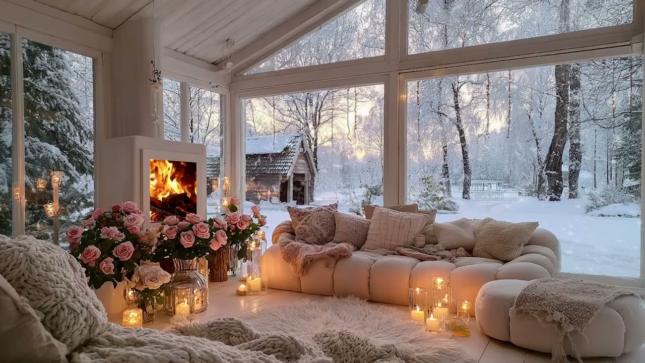 Winter Snowstorm Wind and Fireplace Sounds for PTSD Recovery, Insomnia and Night Relaxation