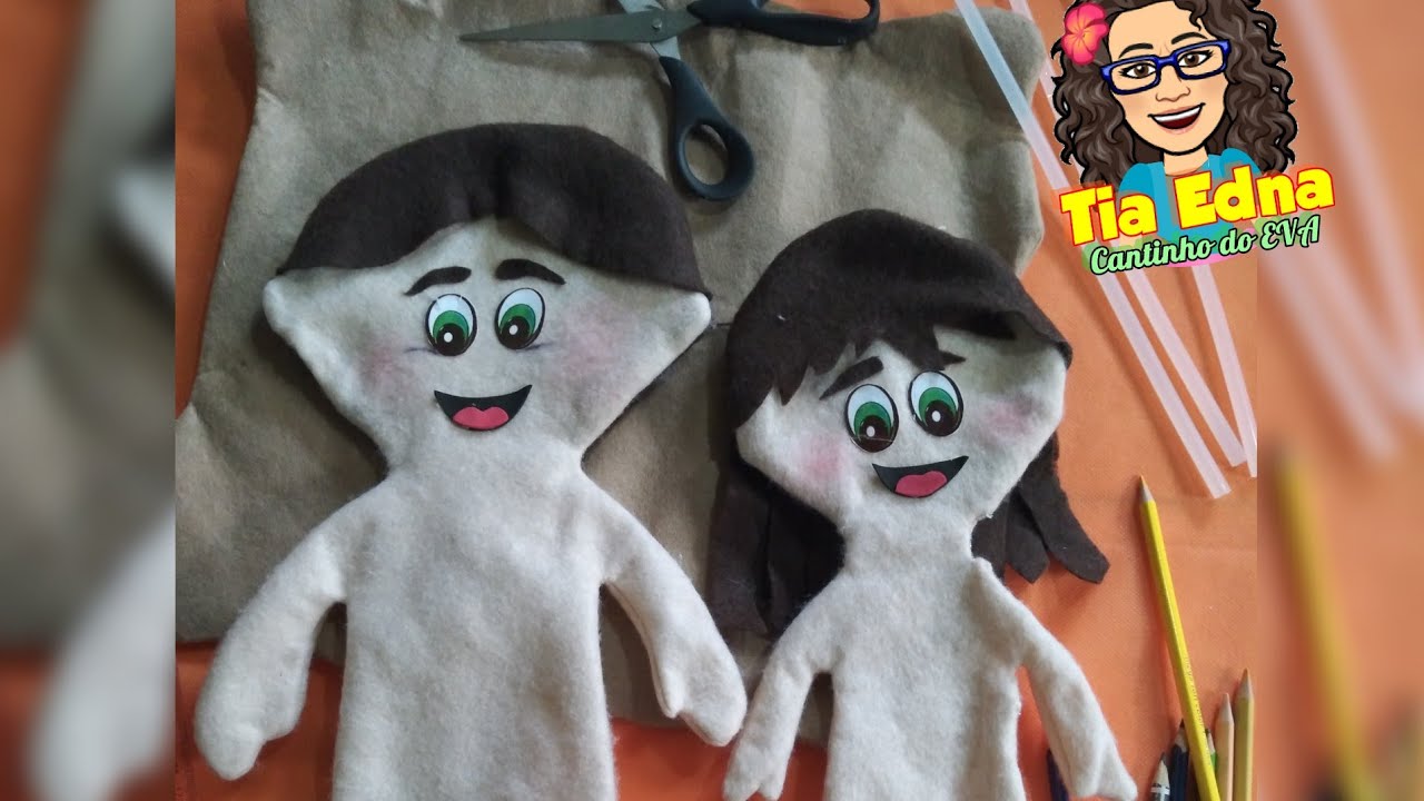 DIY Boneco Adão e Eva em feltro - A criação de Adão e Eva - Recurso visual - história infantil 