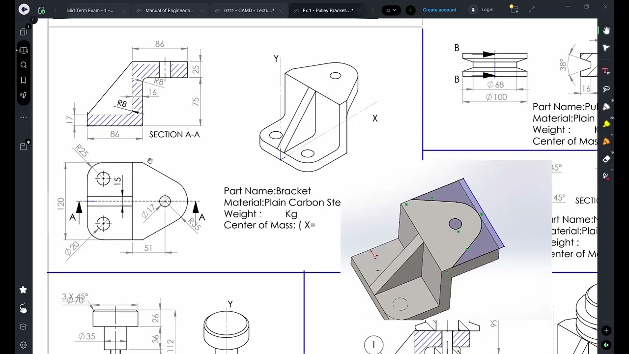 SolidWorks Tutorial | Pulley Bracket 3D Part Modeling (Beginner Guide) – Part 1