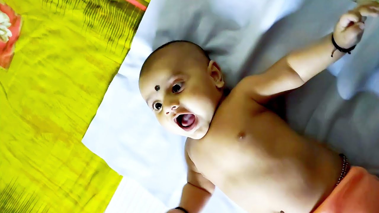 Dhruvit reaction while sponge bath|Baby reaction 