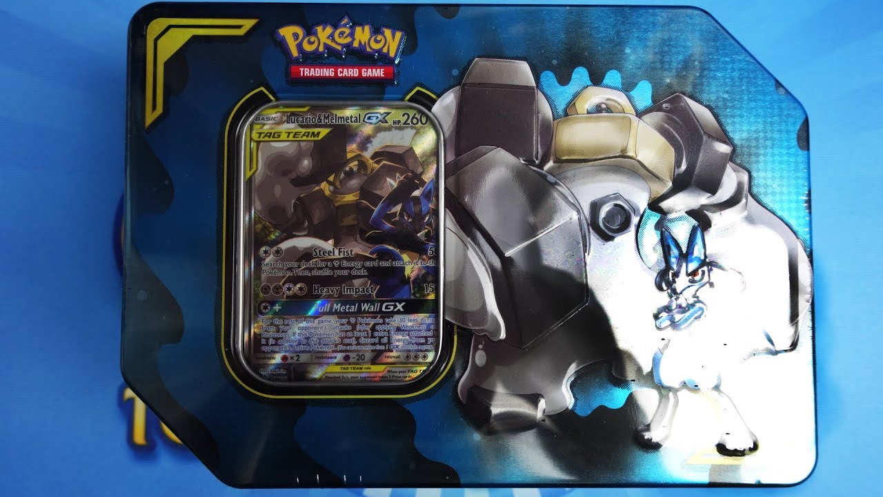 Pokemon - Lucario & Melmetal GX Tag Team Tin Box - Opening Unboxing