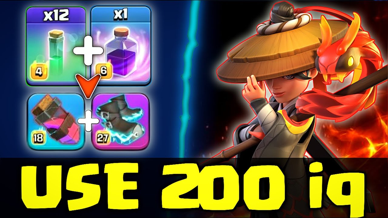 BEST TRICK For RC Charge | Electro boot + 12 invisible spell with root rider Attack [clash of clans]