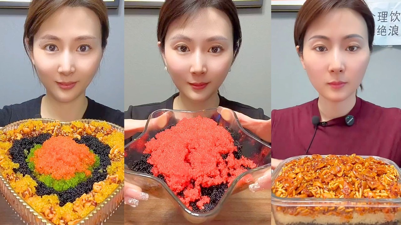 Colorful Fish Roe Layers & Spicy Seafood Box Mukbang ASMR