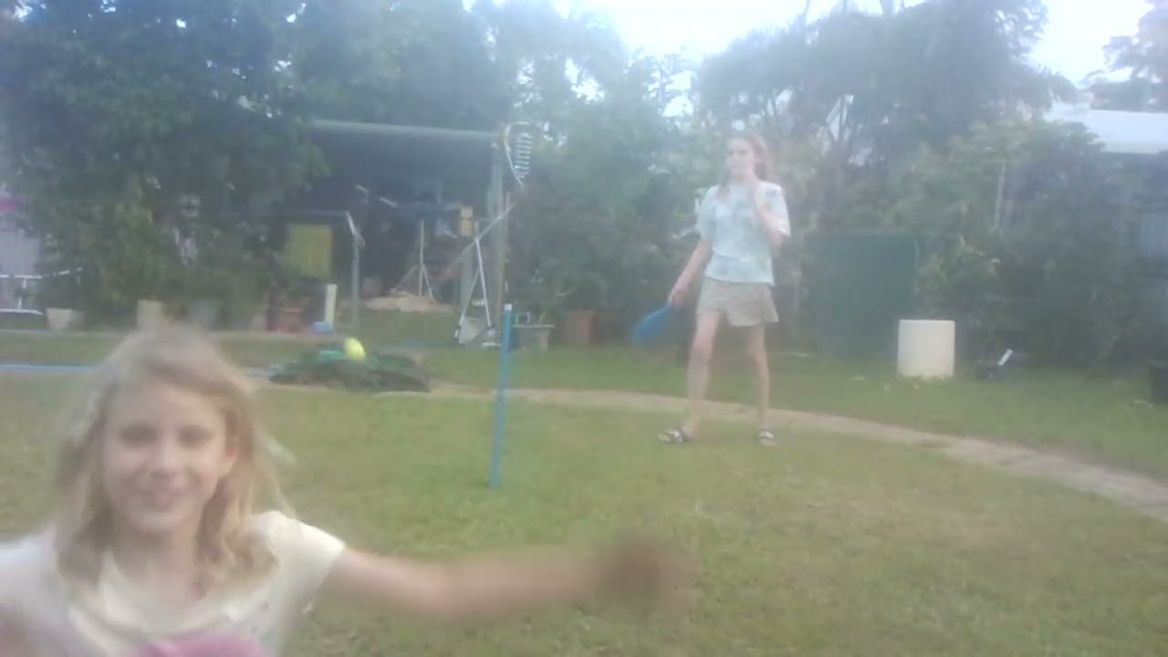 Just of me playing the tennis game by myself without my annoying sister