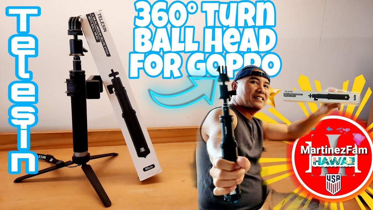 TELESIN Selfie Stick with 360 Degree Rotating Ball Head Review 》 Fam Vlog 110
