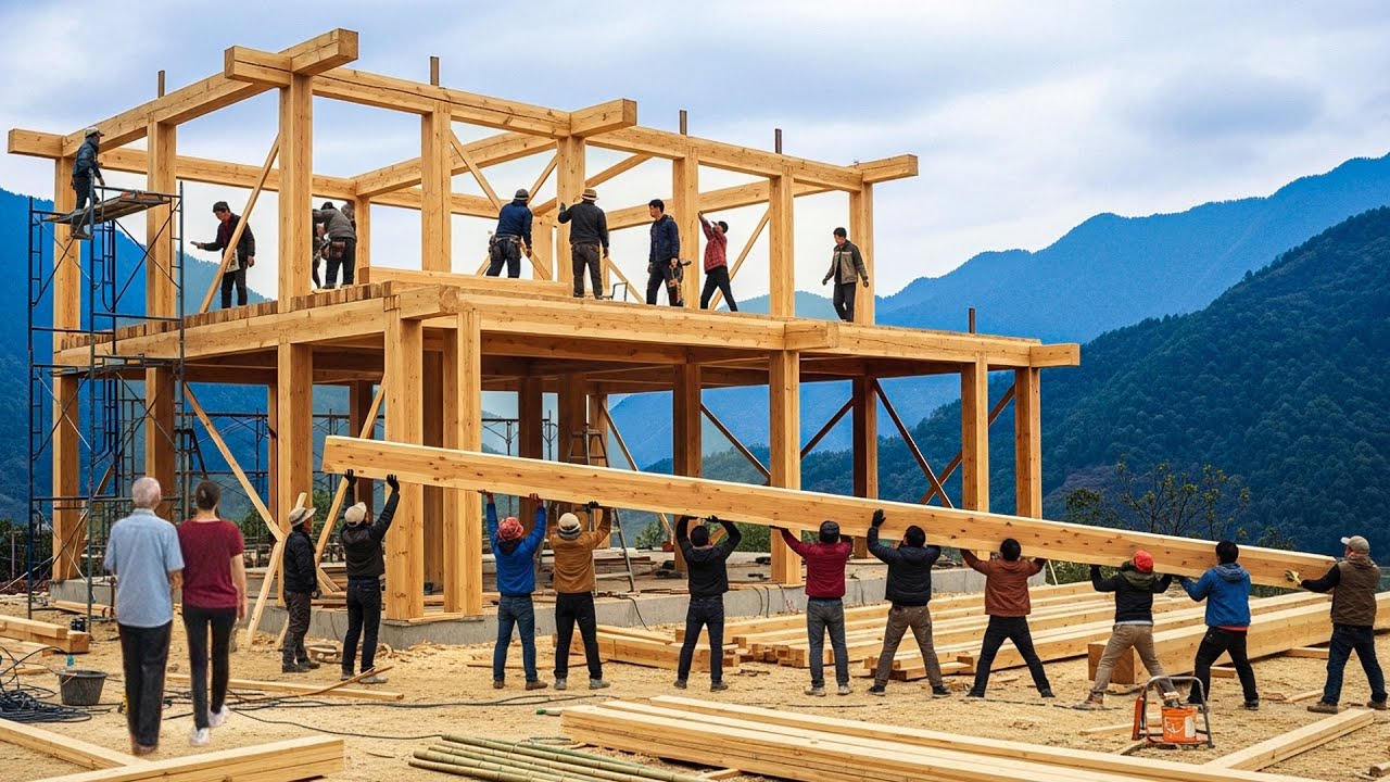 5-Day Project – Kind young girl hires workers to build a warm charity house for an orphaned old man