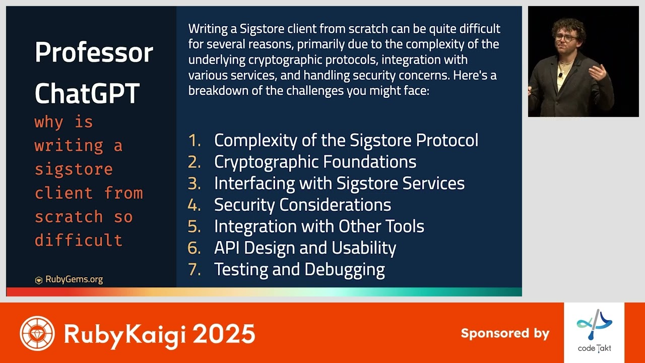 [EN] The Challenges of Building sigstore-ruby / Samuel Giddins @segiddins
