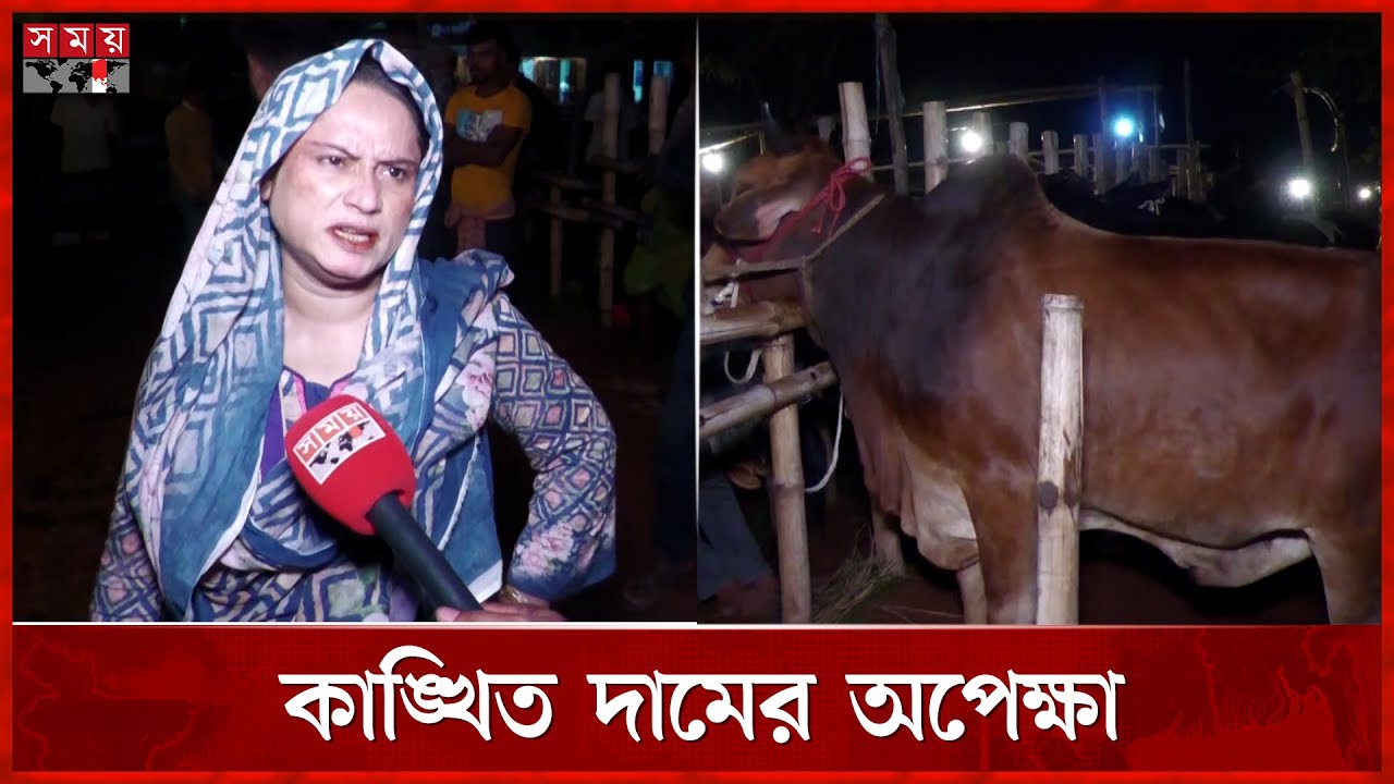 ফরিদপুরে রাতেও কোরবানির পশু বেচাকেনা | Qurbani Cow Haat | Faridpur | Somoy TV
