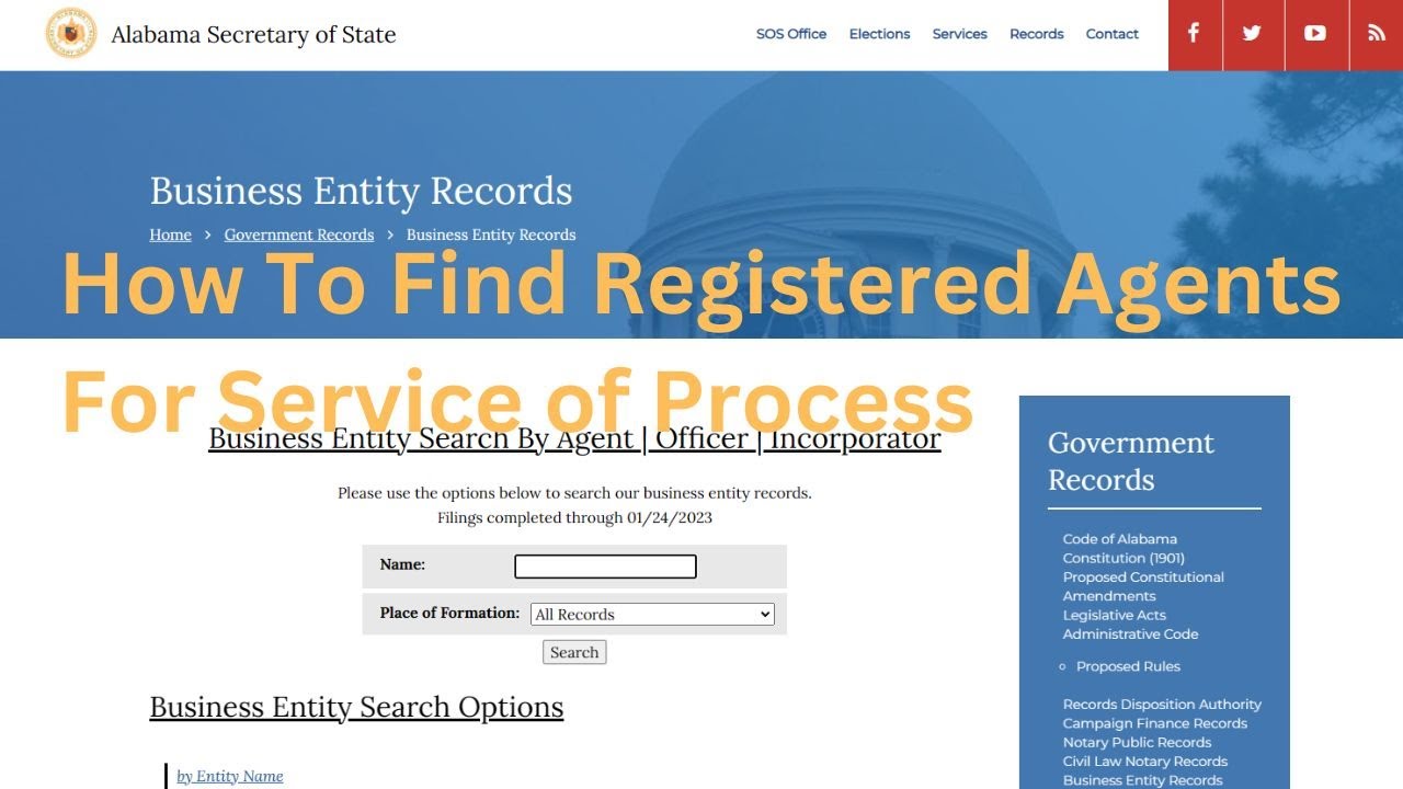 How To Find Registered Agents For Service of Process 1/26/2023