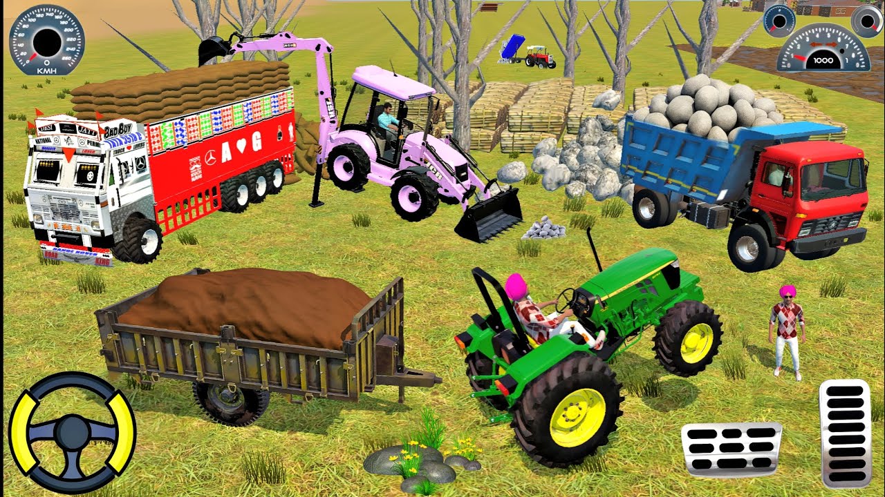 🔴Drive JCB and Uploading 🪨🏗️ Stone From Dumper Truck in Game 