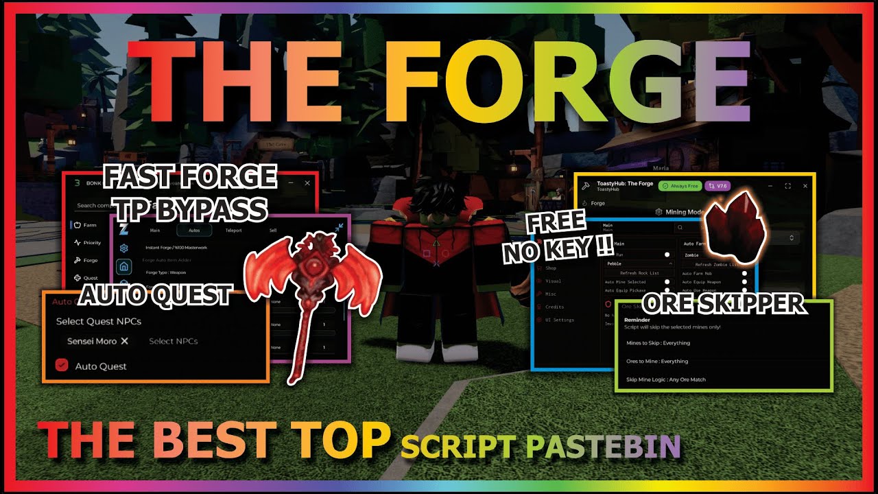 THE FORGE Script Pastebin 2025 AUTO FARM, ORE SKIPPER, KILL AURA, AUTO FORGE, AUTO QUEST (NO KEY) ⚔️