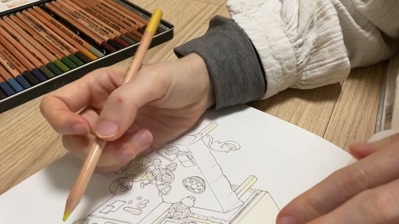 로원의 살랑살랑 고양이와 소녀의 하루 색칠하기, 36색 색연필