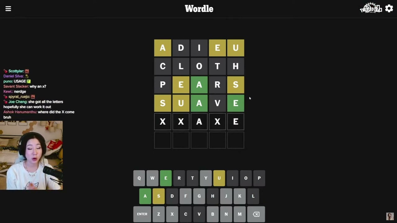 Fuslie's *WORST* Wordle Attempt