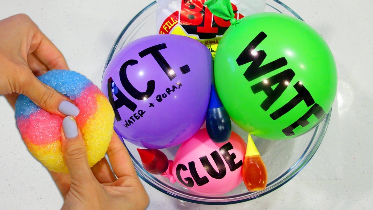 Making Slushee Bead Slime with Balloons & Food Coloring Mixing!