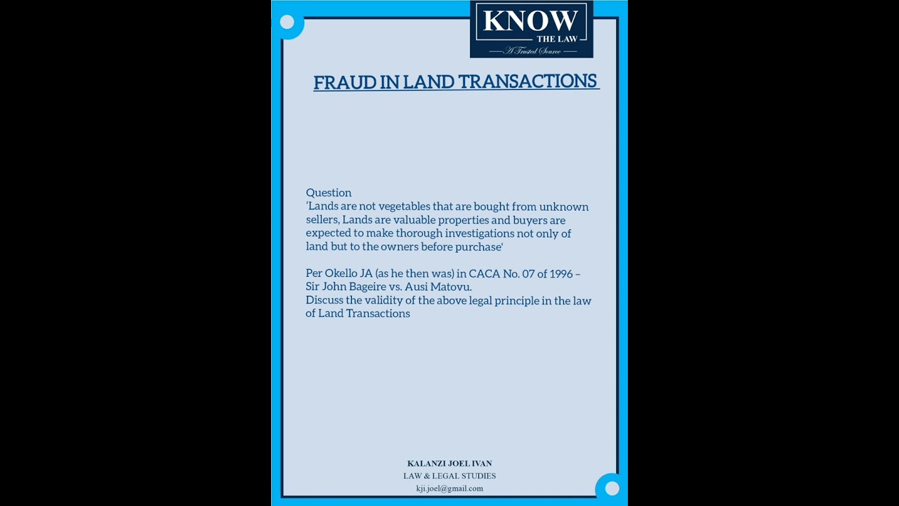 Fraud in Land Transactions
