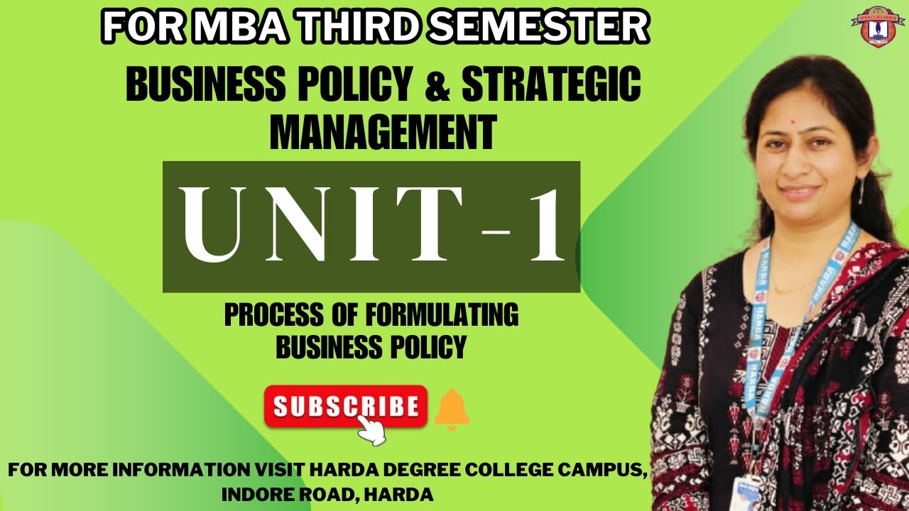 Process Of Formulating Business Policy || UNIT 1 || MBA 3rd Sem || Compulsury Paper