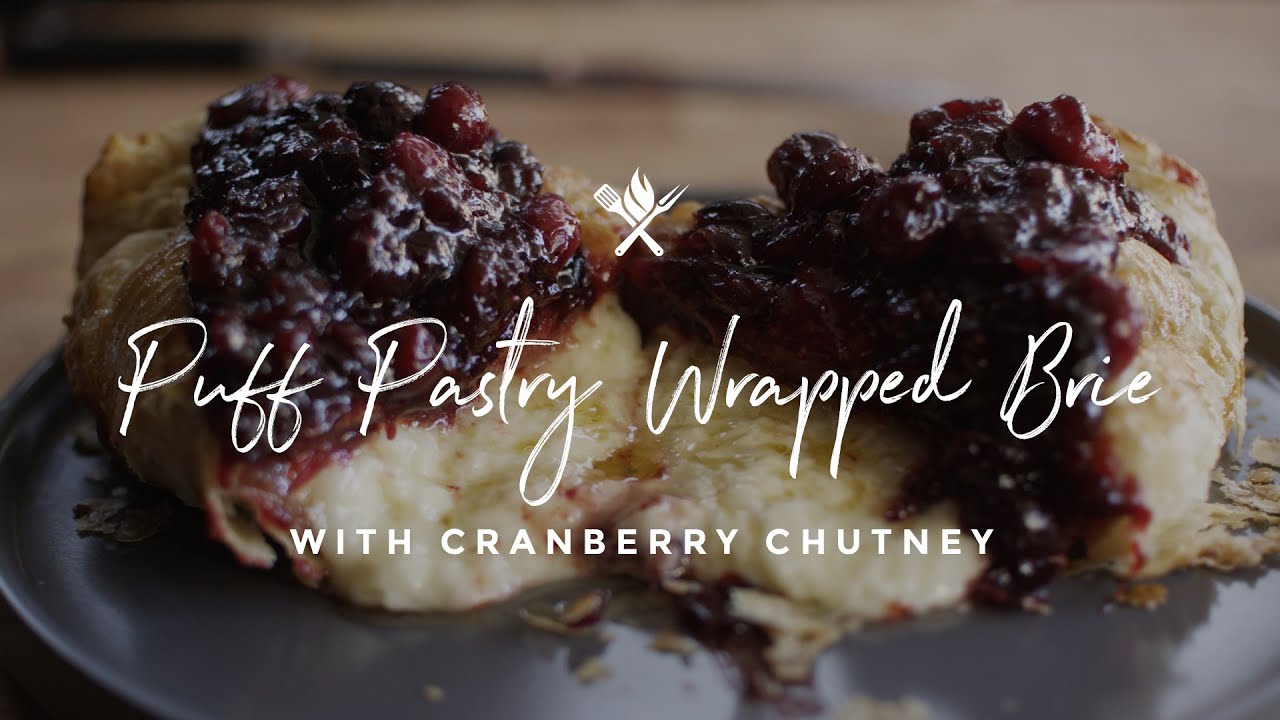 Puff Pastry Wrapped Brie with Cranberry Chutney
