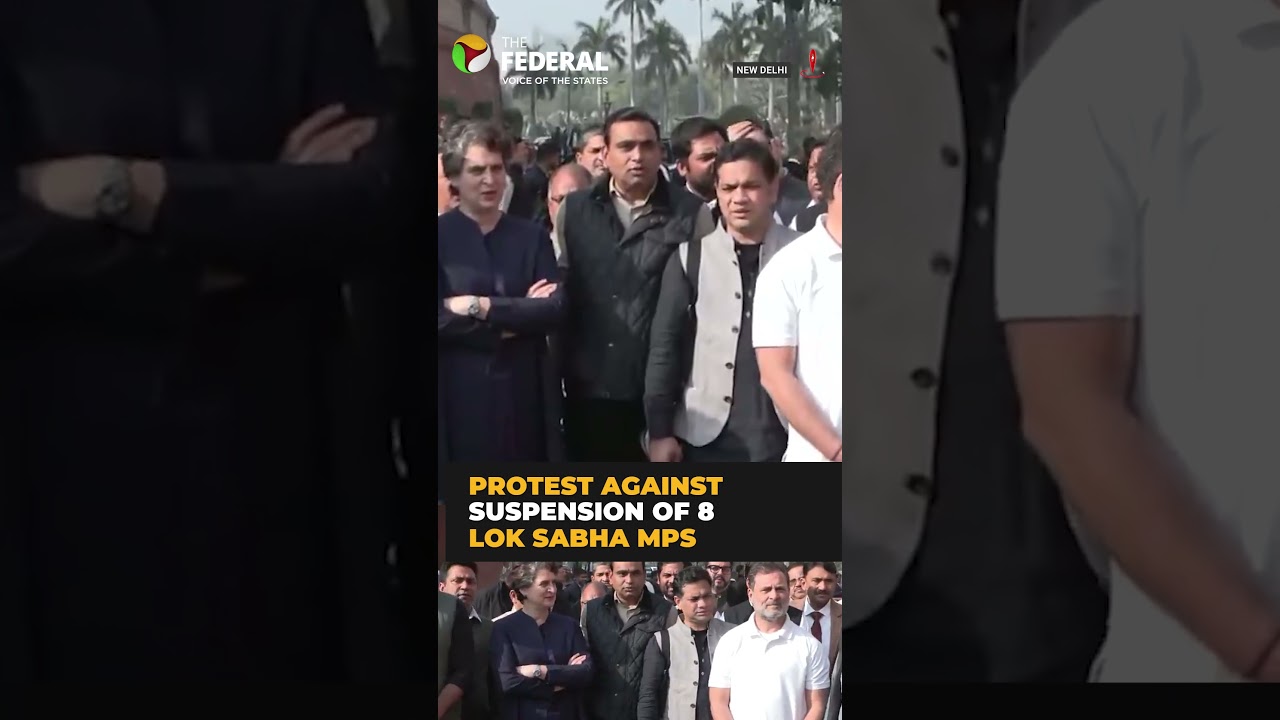 Congress MP's protest at Parliament over suspensions | #shorts