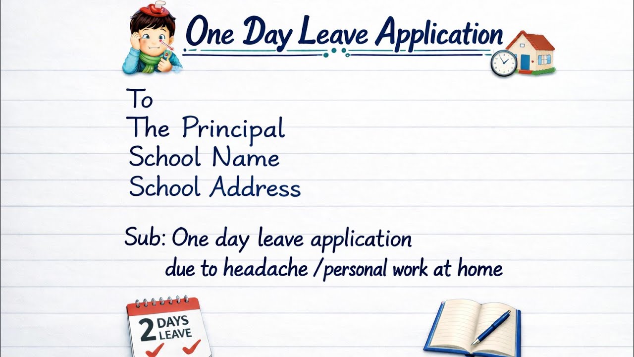 Two Days Leave Application for Students | Easy Leave Letter Format | School Application Writing