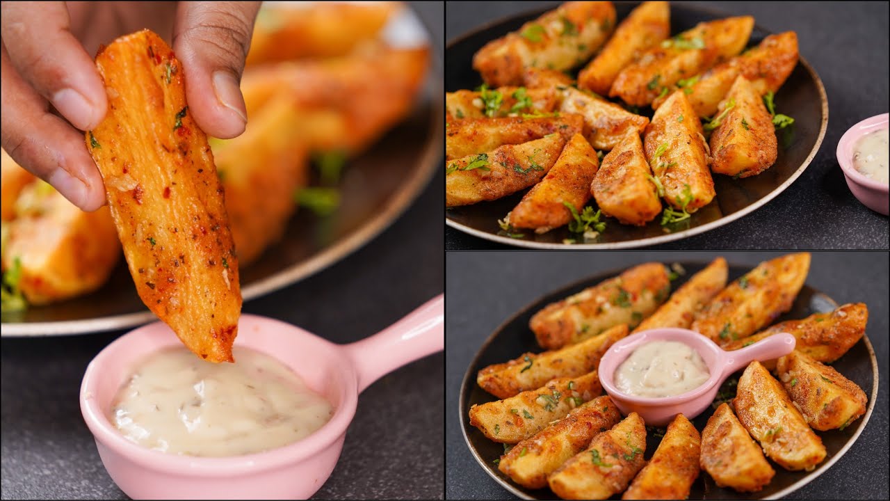 CRISPY POTATO WEDGES | HOMEMADE POTATO WEDGES | GRALIC POTATO EDGES | EASY POTATO SNACKS | N'Oven