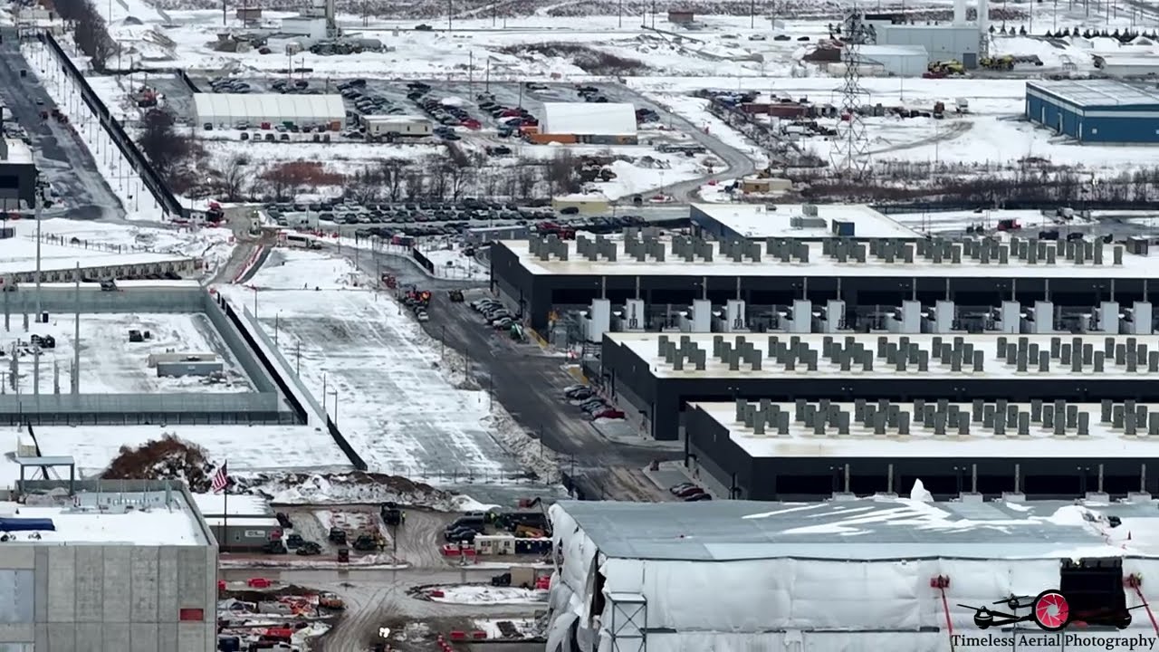 Record Setting Amazon data center in New Carlisle nearly 2 miles long 4K Drone Footage