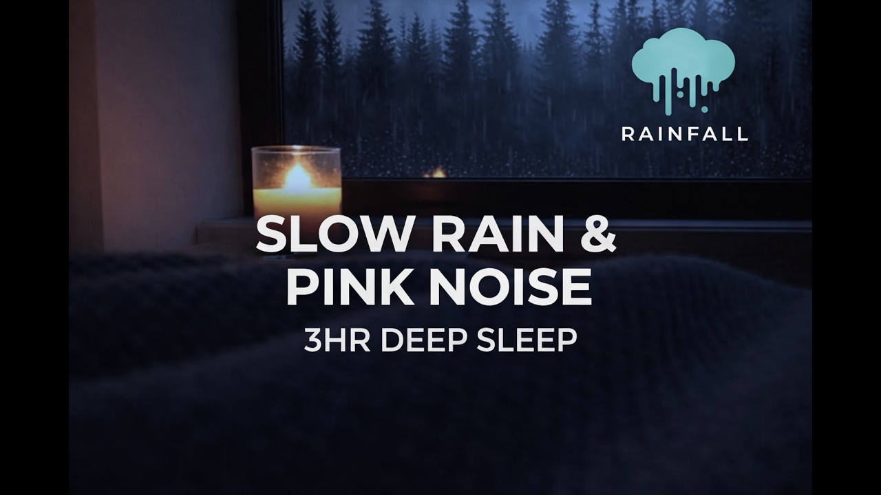 Pink Noise & Slow Rain for Deep Sleep (3 Hours)Stress Relief, Anxiety Relief, Night Ambience