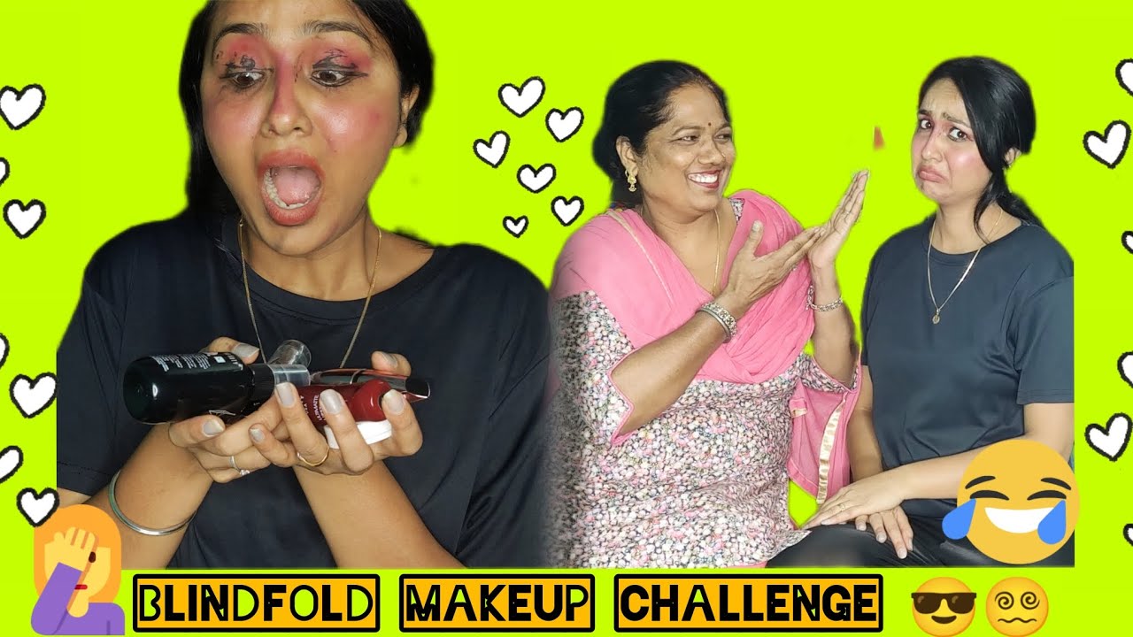 BLINDFOLD MAKEUP CHALLENGE WITH MOM 🤣 |worstmakeup| |itsikaram512|