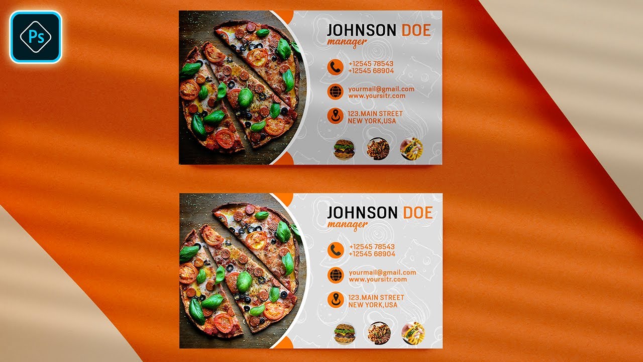 Restaurant Business Card Design In Photoshop 2021