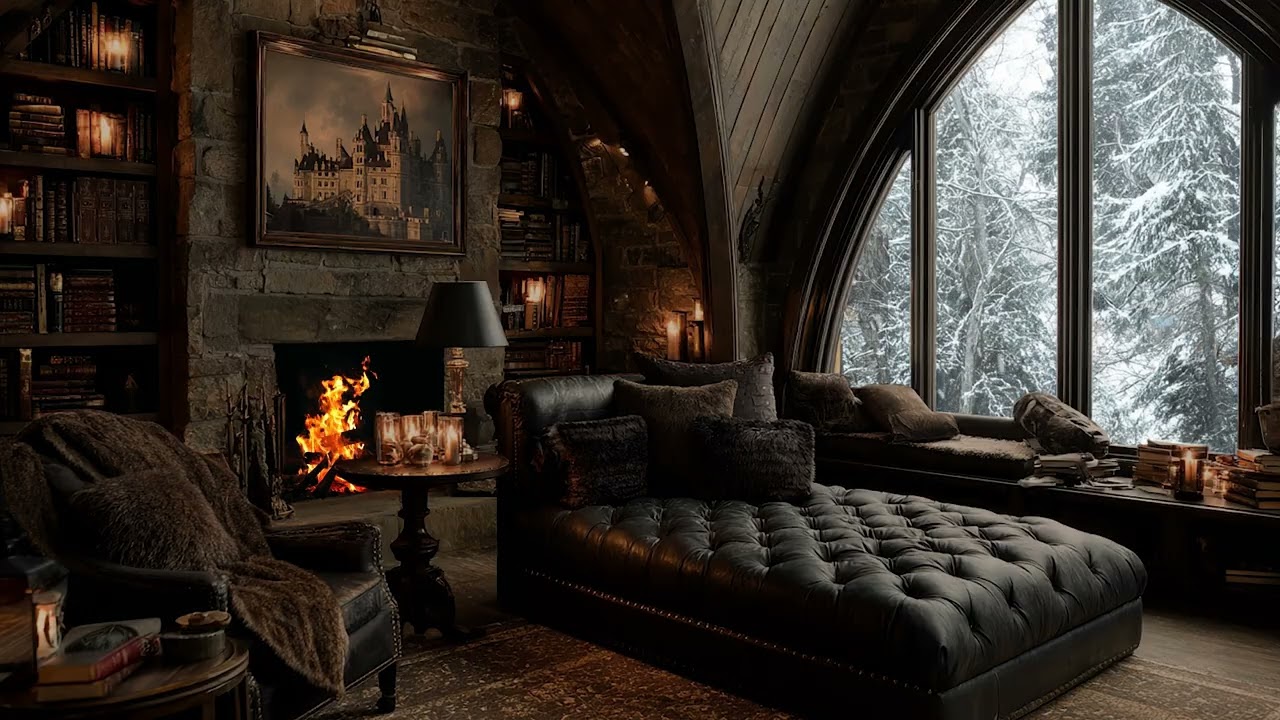 Winter Piano Room | Healing Piano Music While Snow Covers the City and the Night Turns Quiet