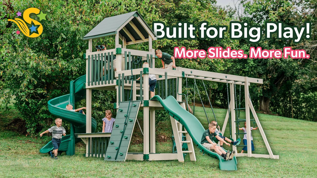 Superstar Swing Set Tour | Double Deck, 2 Slides, Endless Backyard Fun