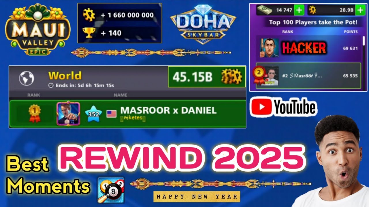 8 ball pool REWIND 2025 ❤️ | World Tops 😎 InSane , Crazy & Best Moments 🤞 of 2025