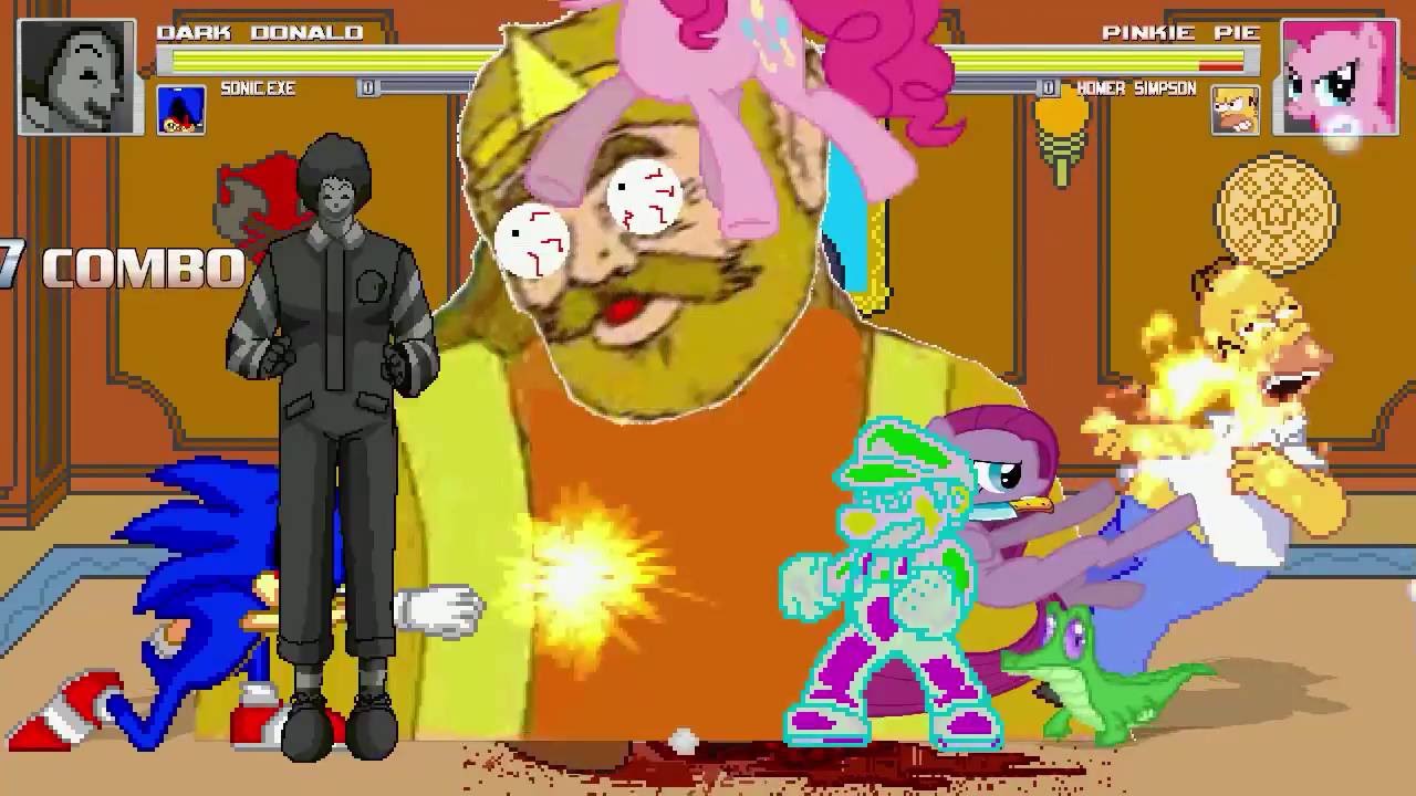 AN Mugen Request #562: Dark D., Sonic.exe, E. Mario & Pinkamena VS P. Pie, Homer, The King & Peter