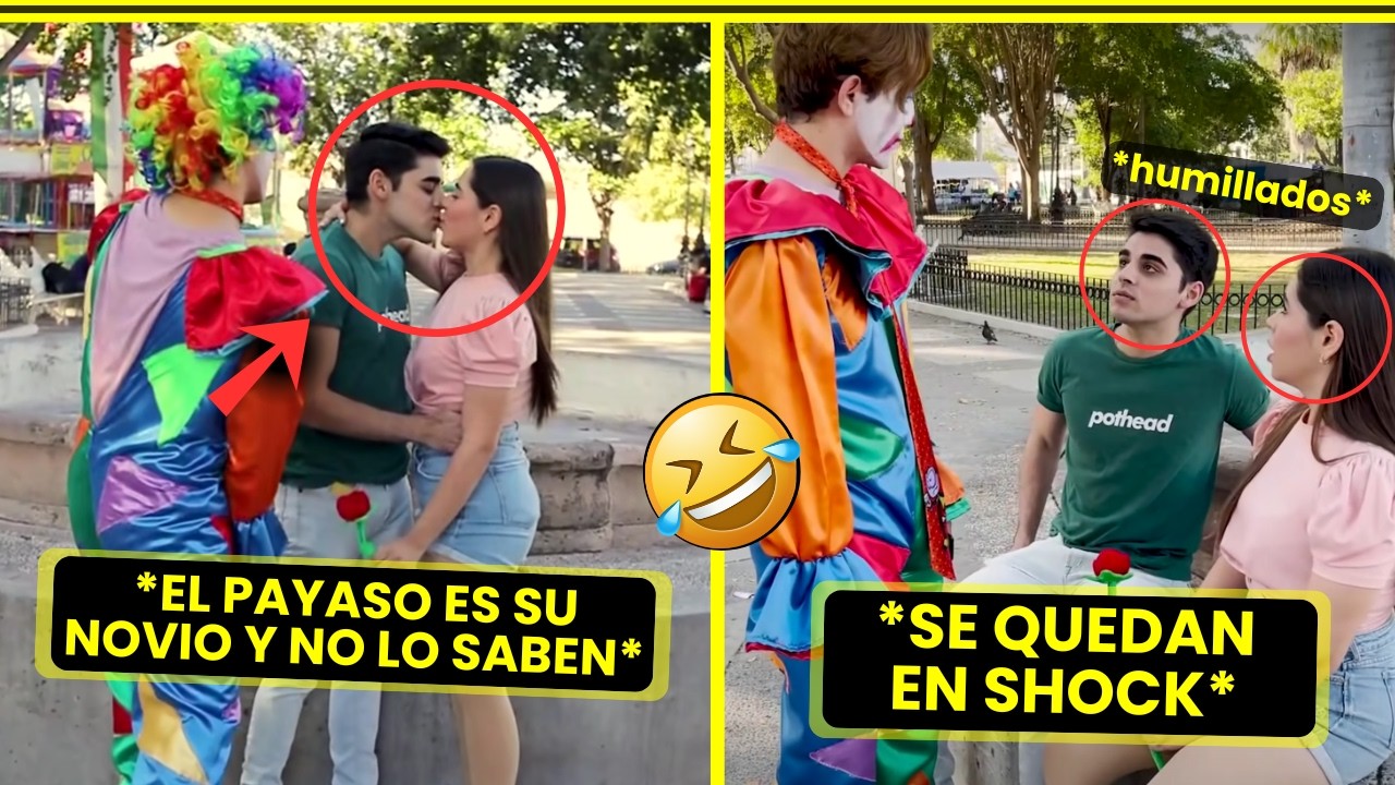 😯👉 ESPOSA hablaba con su AMANTE sin saber que el PAYASO a su lado… era su NOVIO.. 🫢