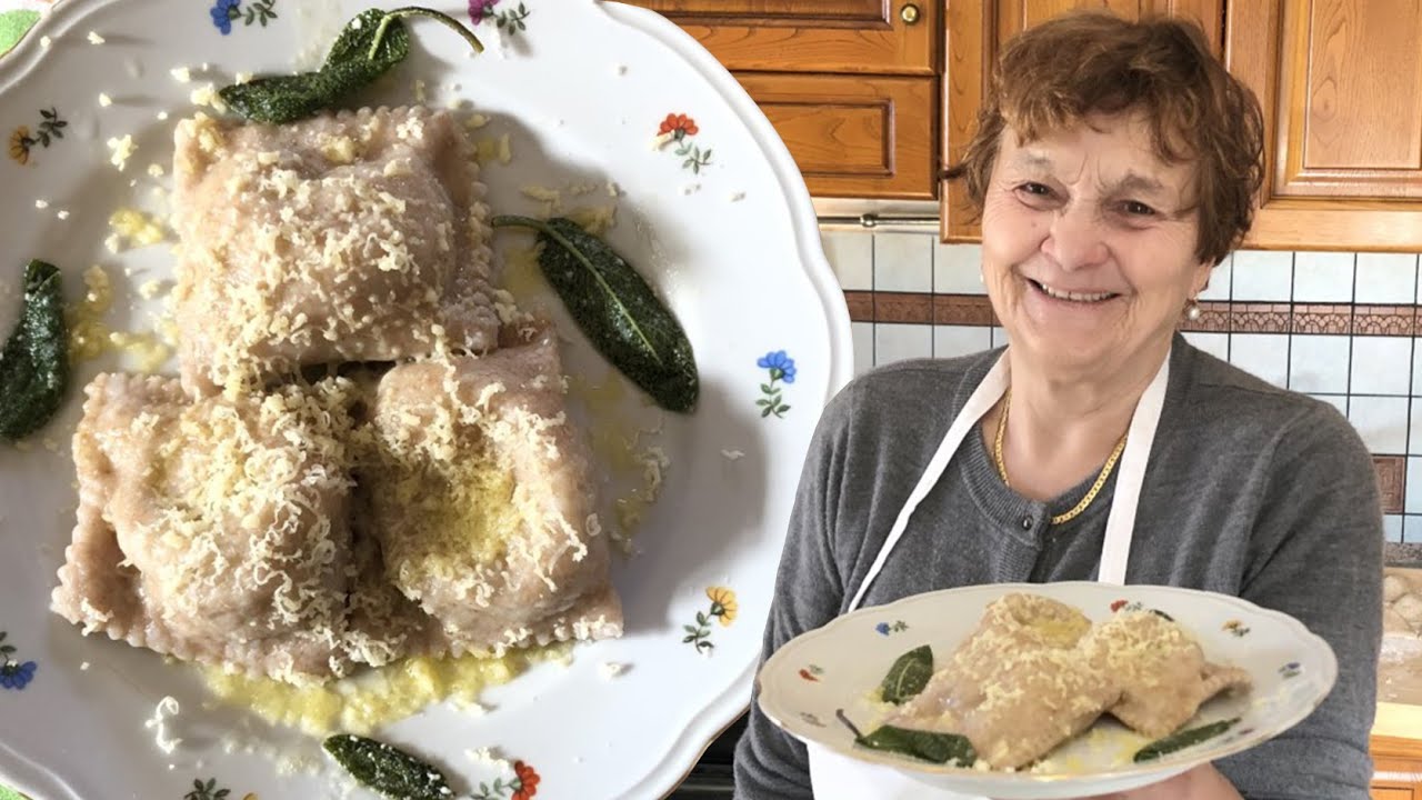 Pasta Grannies discover leek and cabbage ravioli called kropfen!