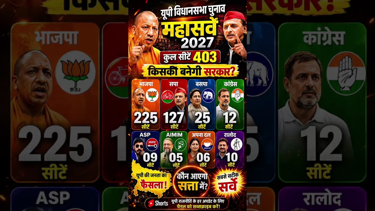 UP Assembly Election 2027: 403-Seat Mega Battle 😱 BJP 300+ or PDA 200+? Latest Opinion Poll #yogi