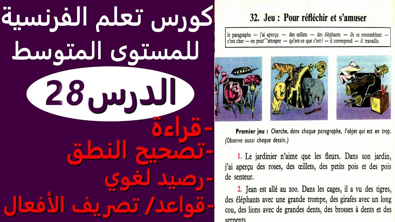 تعلم اللغة الفرنسية من القصص الدرس28pour réfléchir et s'amuser