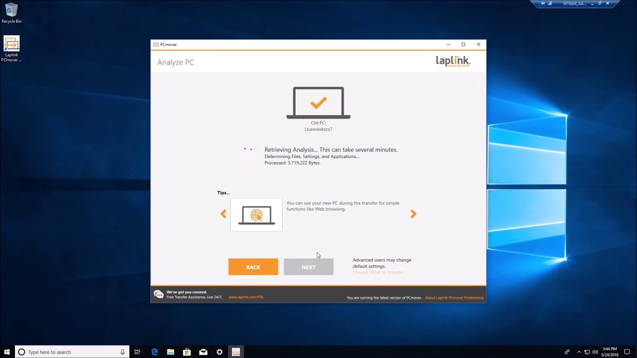 Laplink® PCmover® Profile Migrator™: Old Windows PC to new Windows AAD-joined PC.
