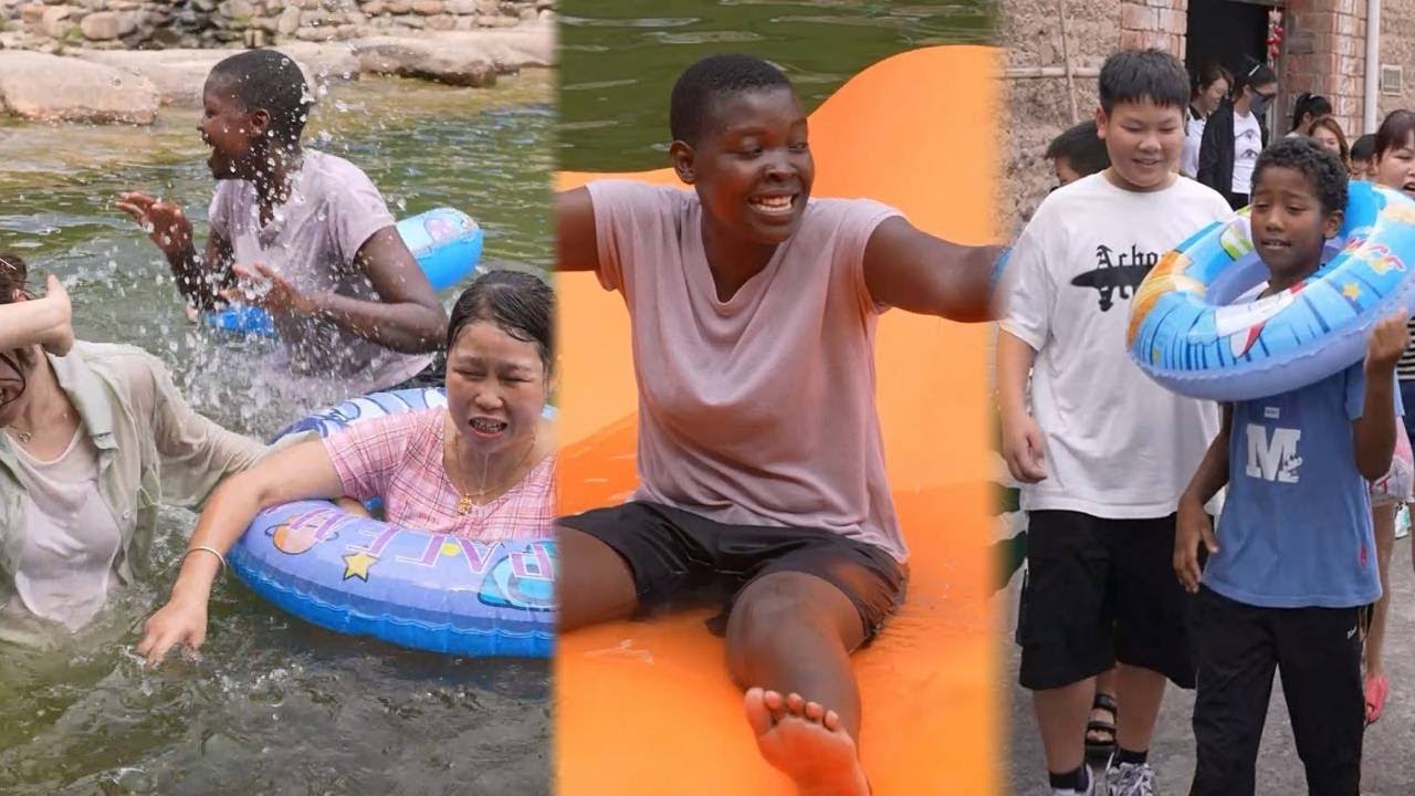 Everyone, young and old, is here splashing around and enjoying a big BBQ together!