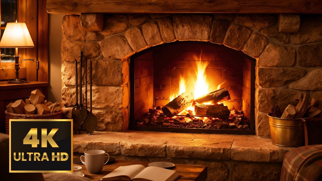 Cozy Fireplace Evening ☕🔥 [4 Hours | No Music] Pure Crackling Wood for Evening Calm