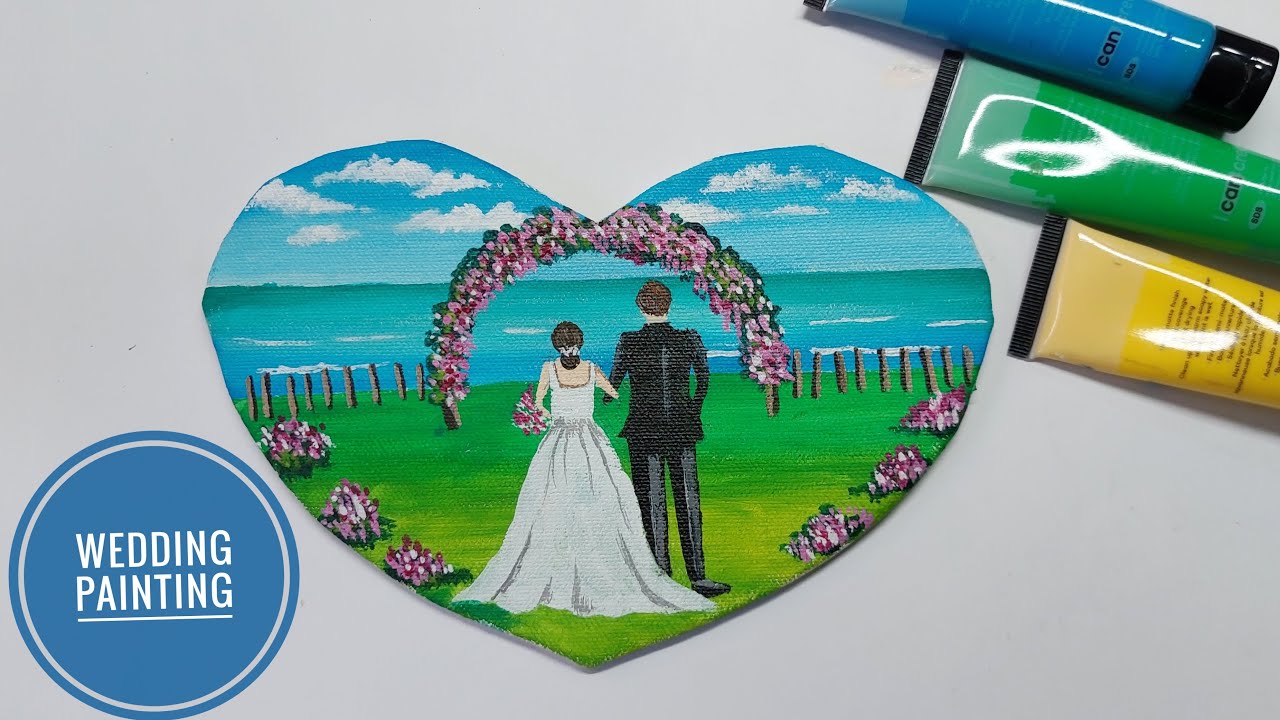 BEAUTIFUL COUPLE WEDDING PAINTING IN ACRYLIC/ ACRYLIC PAINTING / STEP BY STEP/ FOR BEGINNERS