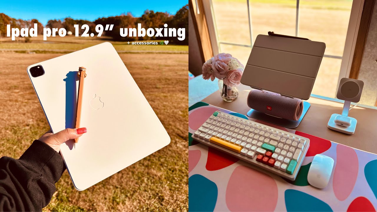 M2 IPAD PRO 12.9” 2 TERABYTE + APPLE PENCIL UNBOXING + accessories 🌿🤍 #ipadprounboxing #apple #asmr