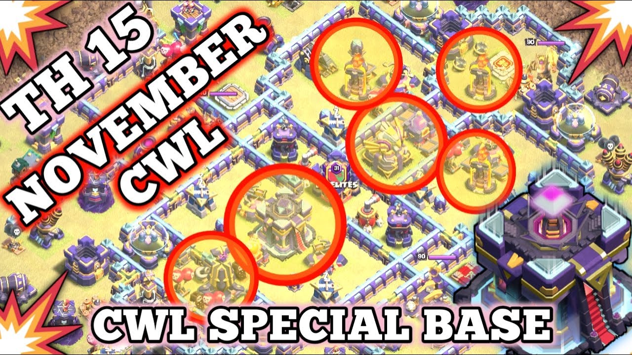 NEW STRONG NOVENBER CWL BASE! TH 15 Strong Base Layout + Link | TH15 War Base Design 2023 (PART 1)