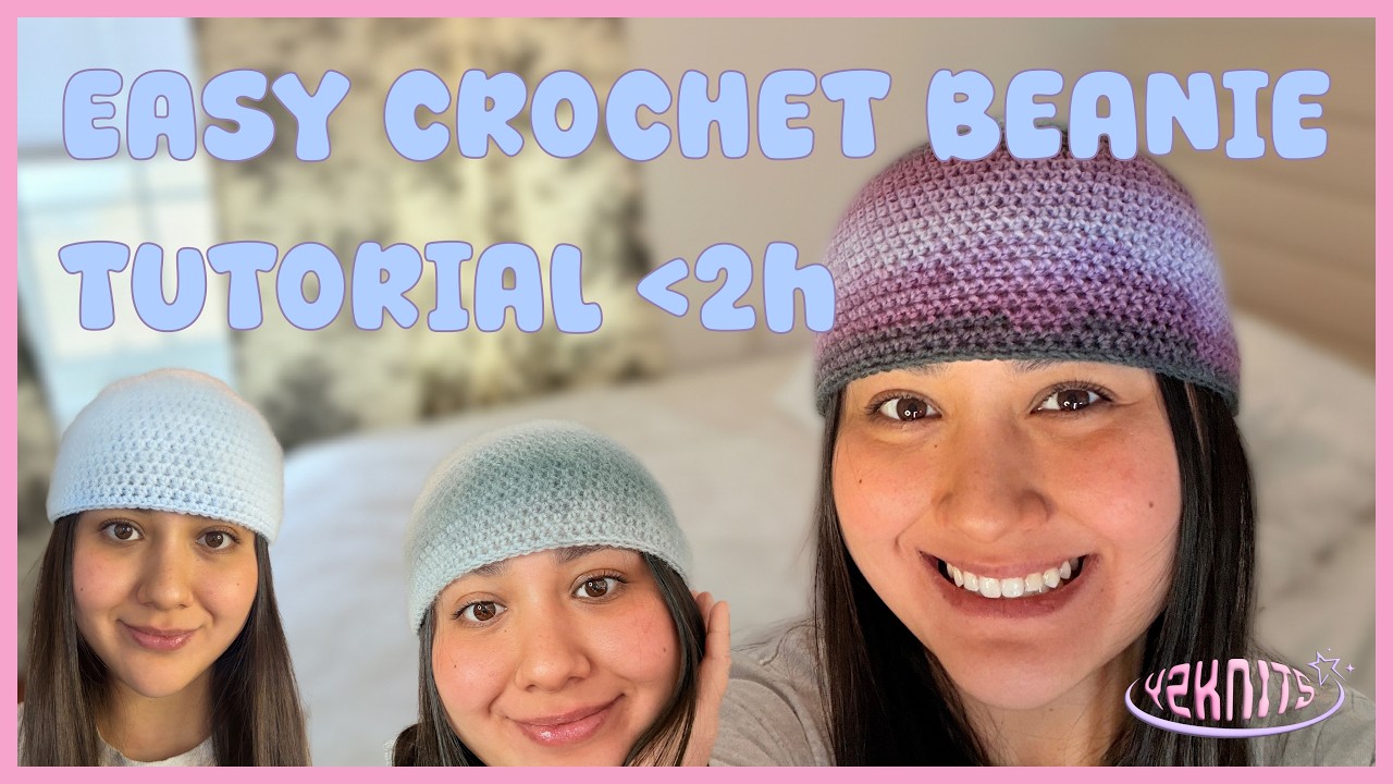 Easy Fast Crochet Beanie Tutorial (2 Hours) Beginner Friendly