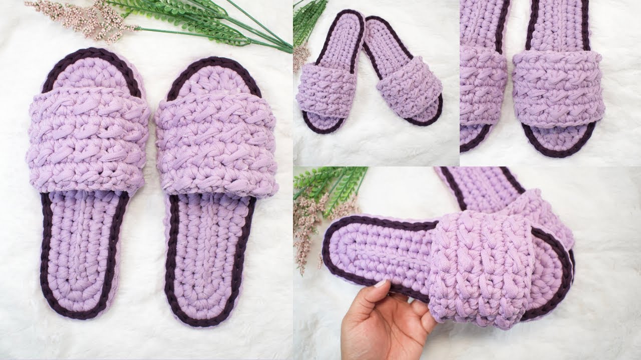 🧶Pantuflas de trapillo tejidas a CROCHET Paso a paso😉tutorial