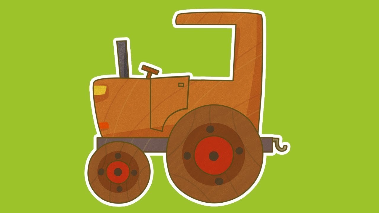 O trator. Carros de brinquedo. Animação infantil.