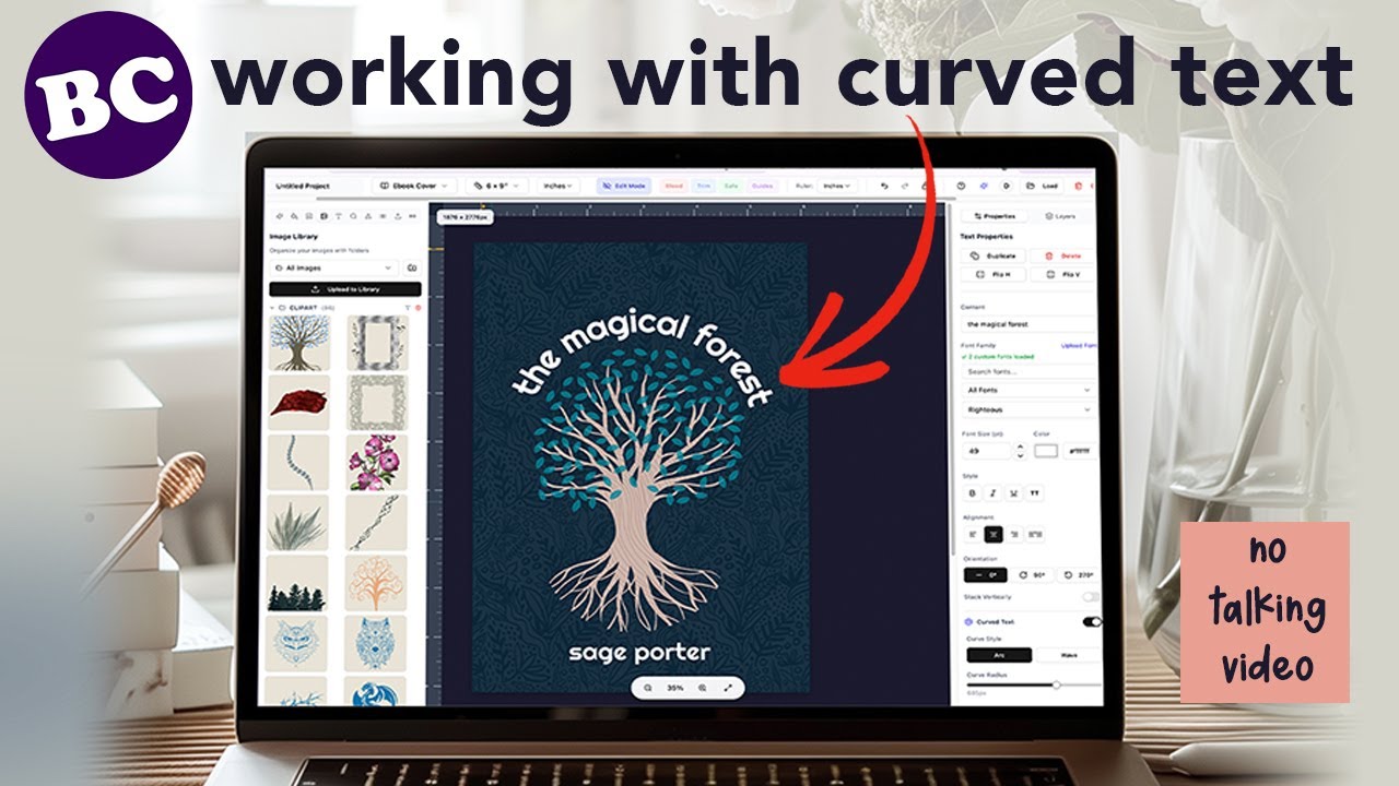 Create a Book Cover with Curved Text in BookCoverly 🤎