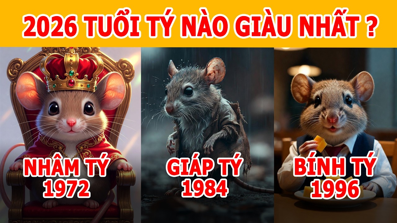 3 Tuổi Tý Năm 2026 Ai Giàu Nhất, Nhâm Tý 1972, Giáp Tý 1984, Bính Tý 1996