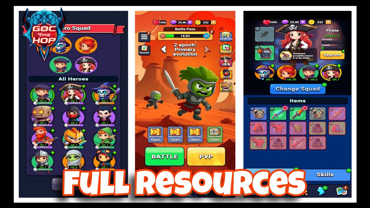[GameGuardian] Age Of Heroes: Strategy Battle mod đánh onehit, bất tử, free shop daily