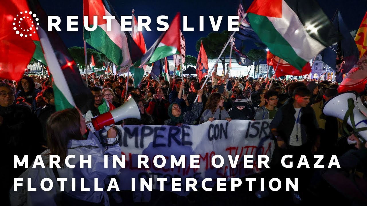 LIVE: Pro-Palestinian activists march in Rome over interception of Gaza aid ships
